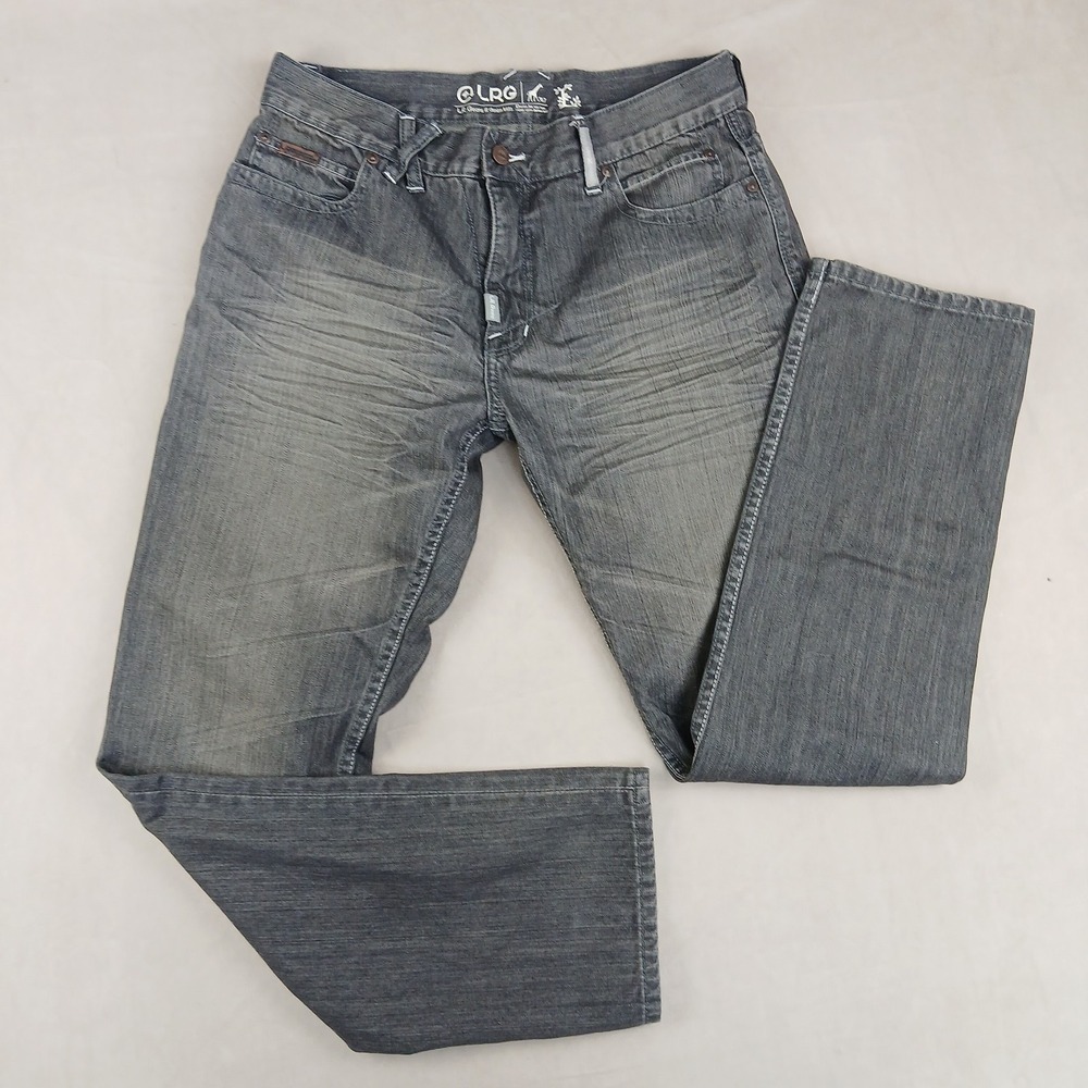 LRG 32x32 Mens Jeans Gray Ghost Writer‎ Straight Hip Hop Street Wear